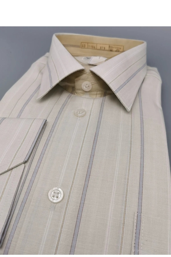 80er Vintage Langarm Herren Hemd Streifen Busines… - image 2