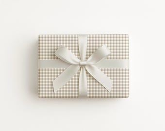 Papel de regalo a cuadros beige: embalaje ecológico para las fiestas