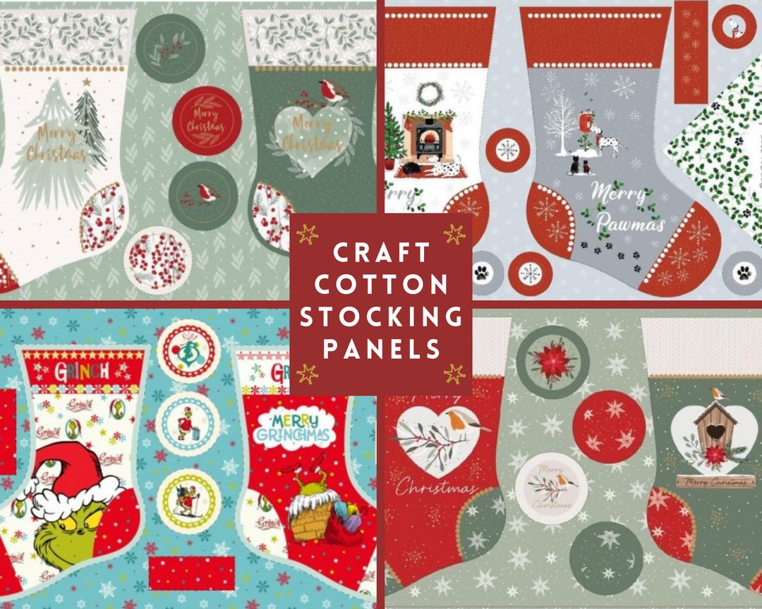 Craft Cotton Christmas Stocking Panels Cut and Sew Grinch Etsy UK