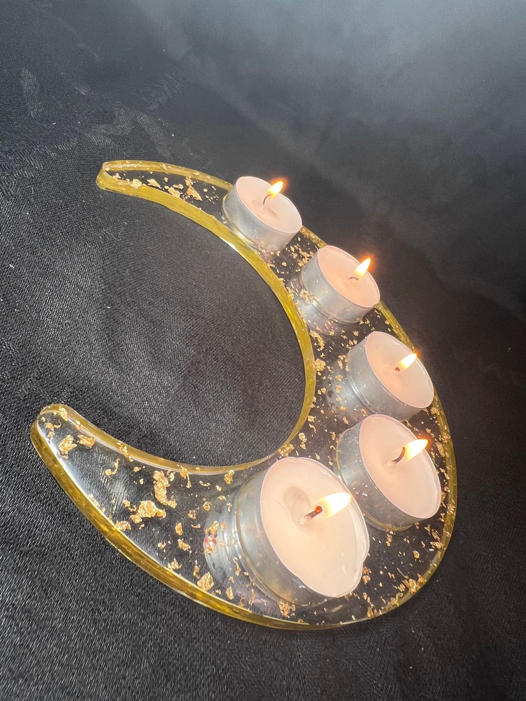 Moon Shaped Tea Light Candles Holder. Handmade Etsy
