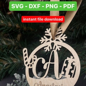 Wooden balls toy for Christmas tree svg Personalized Christmas Balls dxf svg png pdf Laser Cutting Files digital Digital Download