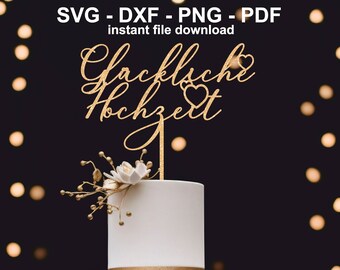 modern cake topper wedding svg dxf png pdf