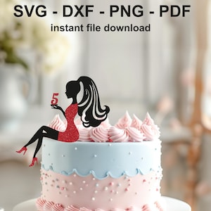 gerl topper cake,girl on a cake with a number in hand,cake topper Girl svg,Girl topper svg,SVG sitting girl topper,cake topper girl png