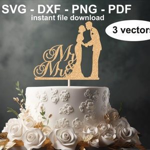 M. Mme svg, mariage M. Mme svg, topper de mariage, mariée marié svg, mariée svg, fichier de coupe de mariage, vecteur M. Mme Svg fichier de coupe, M. et Mme svg