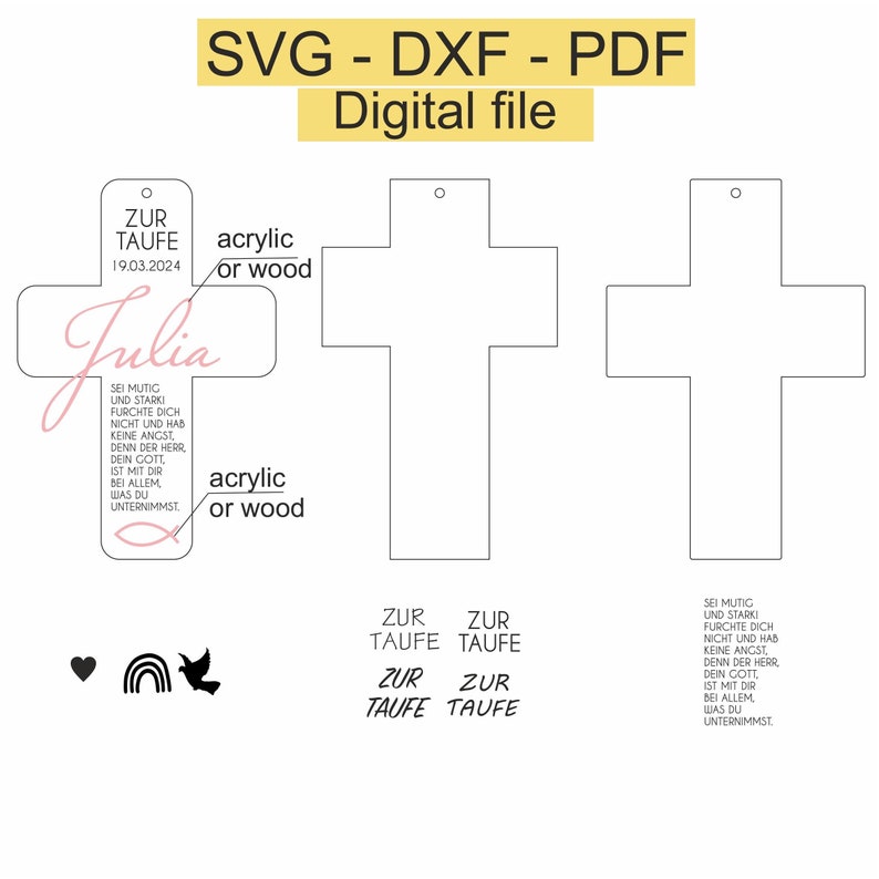 crosses for baptism/communion/confirmation.
electronic file
format
-svg
-dxf
-pdf
