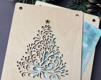 Christmas Geldgeschenkkarte svg pdf png dxf, SVG , Geschenk-Weihnachtspostkarte Lasercut Vorlage ,Weihnachtsgeschenk ,Geldkartenvektor