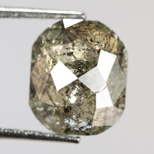 1,73 kt, 8,1 x 6,7 x 3,1 mm, natuurlijke losse diamant zout en peper kussenvorm gepolijste diamant, rustieke diamant, verlovingsring, S210