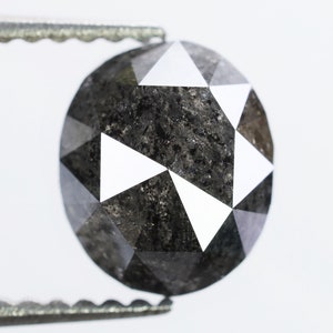 1.44 CT, 7.4 X 6.4 X 3.1 MM, Natural Rustic Diamond Black Color Oval Shape Fancy Loose Diamond For Engagement Jewelry, Birthday Gifts, S1474