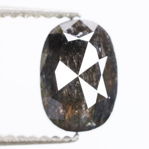 1.69 CT, 7.9 X 5.6 X 4.1 MM, Natural Antique Diamond Fancy Black Color Oval Shape Polished Diamond For Wedding Jewelry Surprise Gifts, S1502