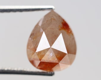 1.82 CT, 7.8 X 6.5 X 4.4 MM, Natural Loose Diamond Fancy Peach Color Pear Shape Polished Diamond, Real Crystal Ring, Mine Cut Diamond, S797