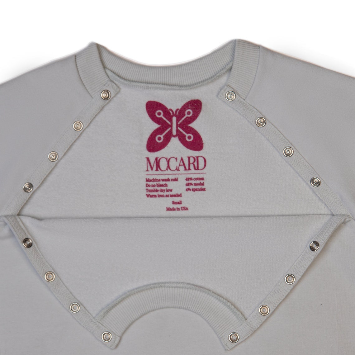 Chemo Sweatshirt With Chest Port Access in Color Grey, Chemotherapy Top With Snaps for Cancer