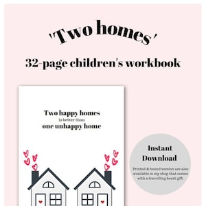 Two Homes Descarga digital Cuaderno de trabajo de salud mental infantil / familias mixtas