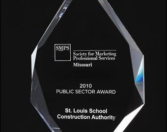 Flame Series Multi-Faceted Crystal Award -3/4 Inch Thick, Lead-Free Trophy -Custom Engraved Recognition Award -Elegant Gift for Achievements