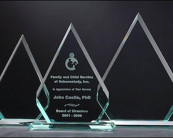 Diamond Series Glass Award - Elegant Custom Engraved Trophy | Personalized Crystal Award for Gifting Corporate, Recognition, or Achievement