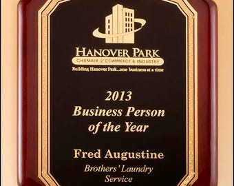 Gold Florentine Design on Rosewood Piano Finish Plaque | Elegant Recognition Award | Customizable Gift