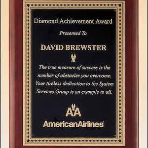 Rosewood Piano Finish Plaque with Custom Gift - Elegant Personalized Award or Recognition Gift