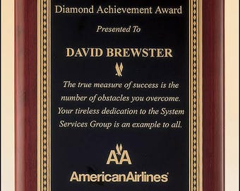 Rosewood Piano Finish Plaque with Custom Gift - Elegant Personalized Award or Recognition Gift