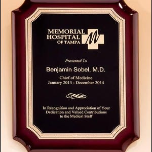 Rosewood High Gloss Plaque with Custom Gift - Elegant Recognition or Award Plaque