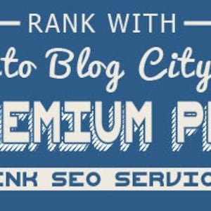 Puede incluir: Gráfico azul marino con texto blanco. El texto dice "RANK WITH" encima de "Auto Blog City's PREMIUM PBN" y "LINK SEO SERVICE". El texto está sobre un fondo azul marino liso.