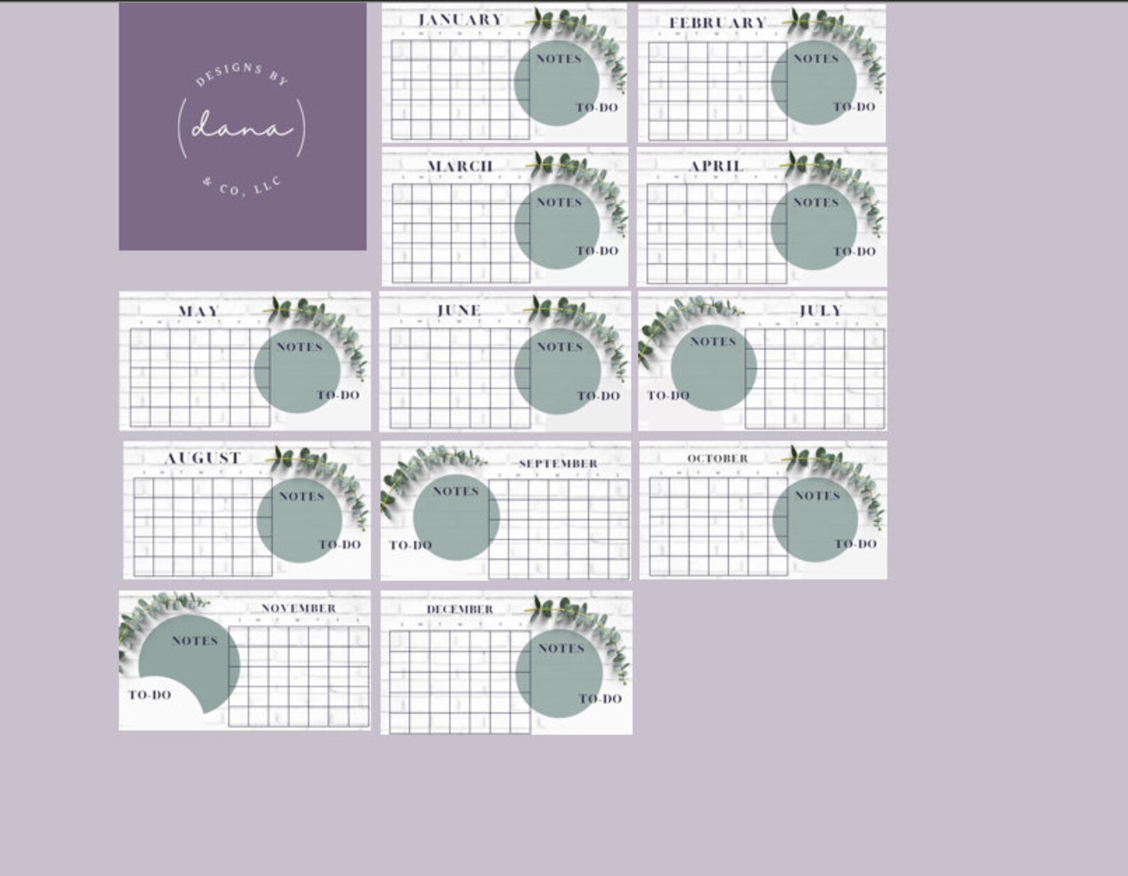 Farmhouse Calendar _ Blank Digital Download Etsy