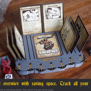 HeroQuest Hero Dashboard - Spieler Board mit Aufbewahrungslösung