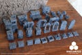 HeroQuest miniatures stairs, secret door, blocked field (pillar), falling blocks and pitfall.