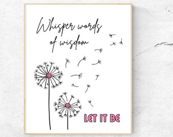 The Beatles Inspired Lyric Art,The Beatles,Let it Be Artwork,Beatles Printable Art,Beatles Poster,Retro Beatles Art,Beatles Art,60's Artwork