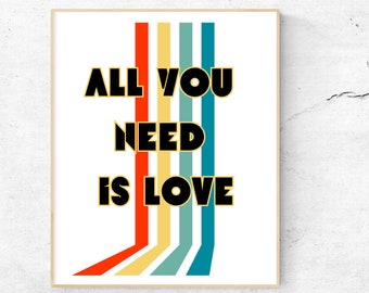 The Beatles 'All You Need Is Love' Retro Art Print (Digital Download)