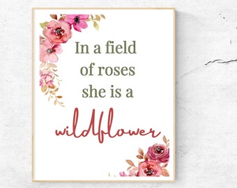 Wildflower Empowerment Art Print, Inspirational Floral Design (Digital Download)