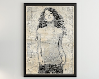 Póster de Aaliyah / Doodle Art Print / Aaliyah Fan Art