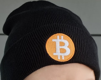 Bitcoin Beanie Hat | Embroidered Bitcoin Hat | Crypto Beanie for Autumn Winter