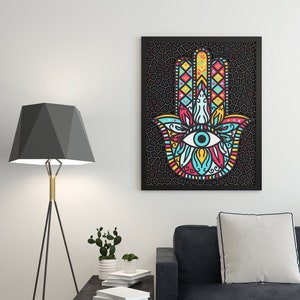 Hamsa Hand Poster | Evil Eye Print | A2, A3, A4