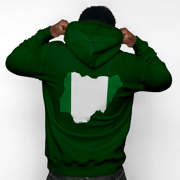 Nigeria Hoodie | Front and Back Printed | Coat of Arms | Map & Flag