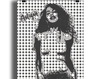 Aaliyah Poster, Aaliyah Art Print, Dot Art, Black and White Aaliyah Poster
