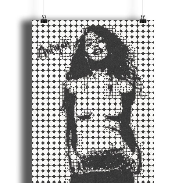 Aaliyah Poster, Aaliyah Art Print, Dot Art, Black and White Aaliyah Poster