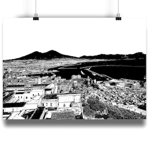 Naples Poster, Naples Art Print, Napoli Italy Art, Black and White Art