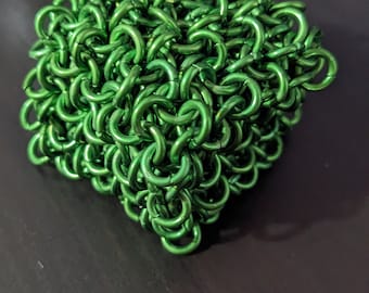 Cubo antiestrés con cadena pequeña, verde, 4x4x4