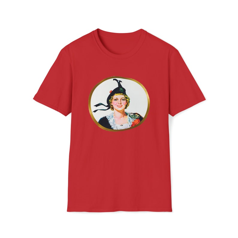 Eksportuj „A” Szkocka Lassie Vintage Retro Kanadyjska Koszulka z Logo Unisex Softstyle zdjęcie 6