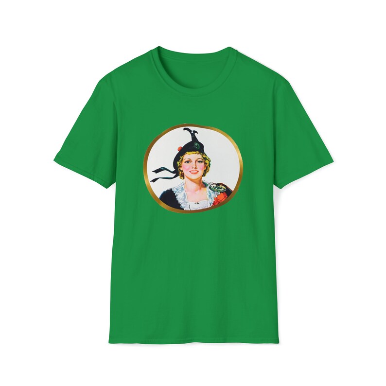 Eksportuj „A” Szkocka Lassie Vintage Retro Kanadyjska Koszulka z Logo Unisex Softstyle zdjęcie 3