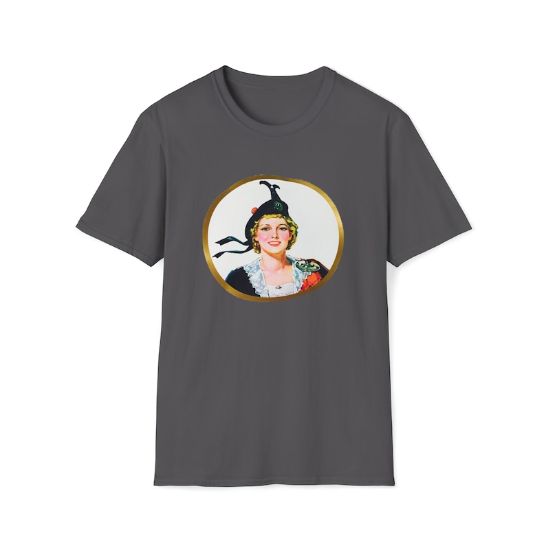Eksportuj „A” Szkocka Lassie Vintage Retro Kanadyjska Koszulka z Logo Unisex Softstyle zdjęcie 1