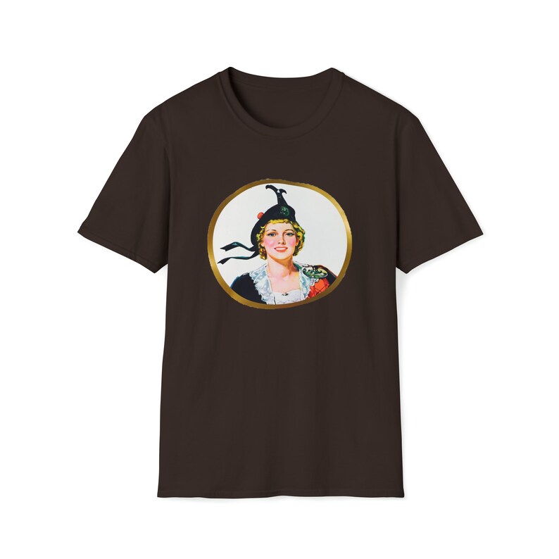 Eksportuj „A” Szkocka Lassie Vintage Retro Kanadyjska Koszulka z Logo Unisex Softstyle zdjęcie 2