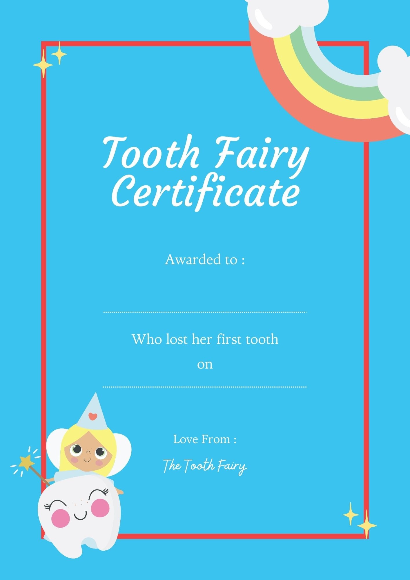 Tooth Fairy Certificate - Etsy