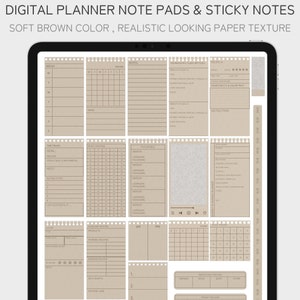 90 Digitale Aufkleber, Memo Notizen, Goodnotes Aufkleber, Braune Digitale Aufkleber Set, Journal und Notizbuch Haftnotiz, Aufkleber mit Washi