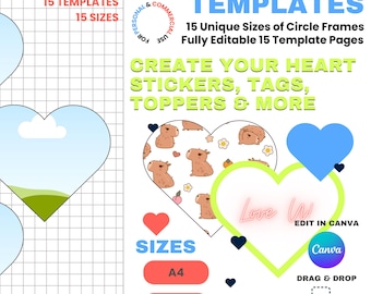 Heart Frame Canva Template Bundle: 28 Layouts, A4 & US Letter (Digital Download)