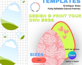 Editable Egg Frame Templates: Easter Crafts Canva Template (Digital Download)