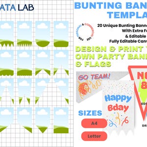 Bunting Banner Templates Bundle, 20 Canva Pennant Banner Frames, Editable Canva Frame Templates, Party Banner Bundle, Party Flag Templates