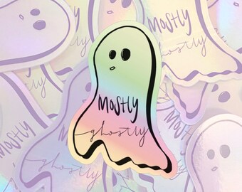 Ghost Sticker, Halloween Stickers, Holographic Sticker, Gift for Horror Fan, Spooky Stickers, Laptop Stickers, Hydroflask Stickers