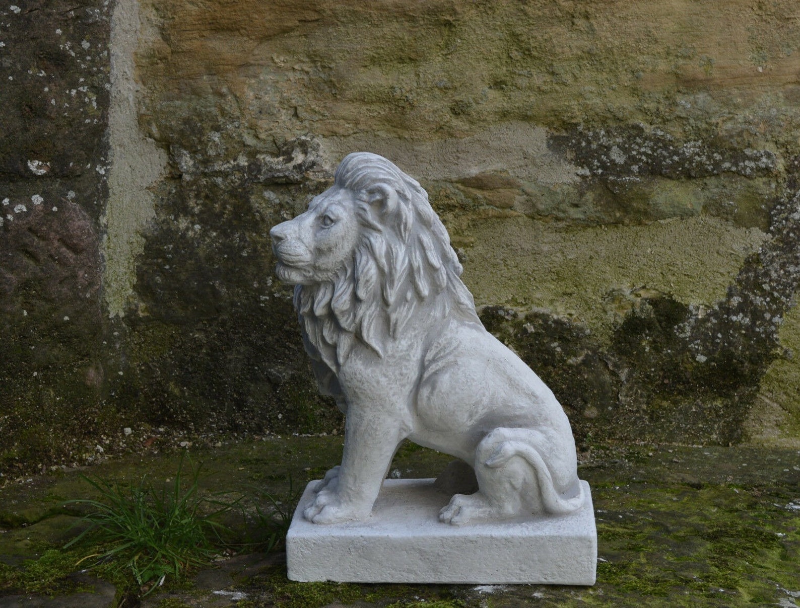 Lion garden statue made of concrete lion on finial cement Etsy