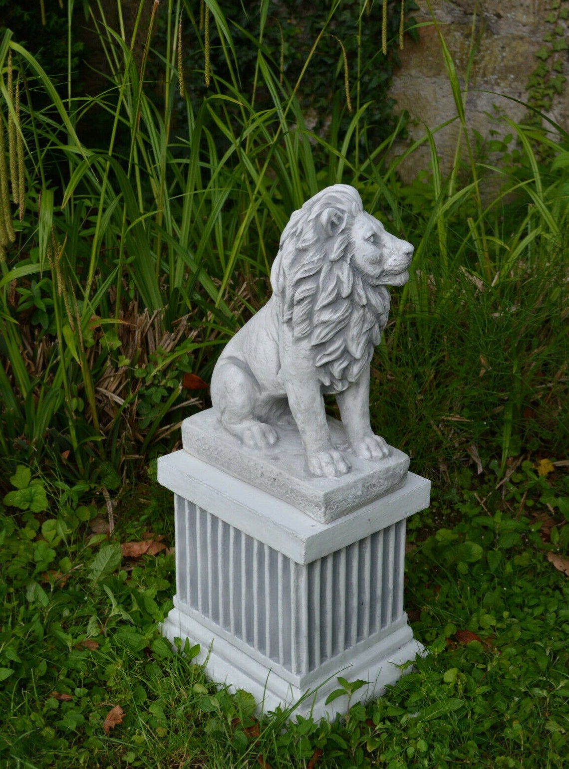 Lion garden statue made of concrete lion on finial cement Etsy