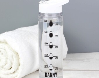 Personalised Black 'hydration Tracker' Island Water Bottle | Personalised Water Bottle